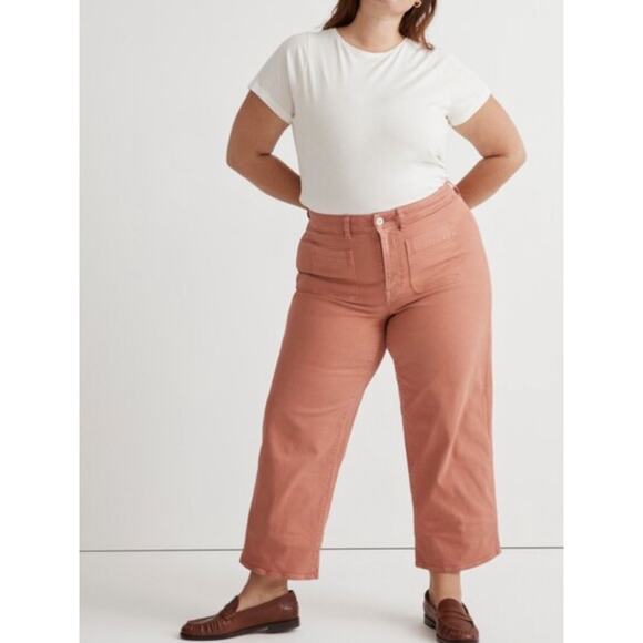 Madewell Emmett 2.0 Wide-Leg Crop Pants Jeans Dried Rose Plus Size 32 - Picture 1 of 10